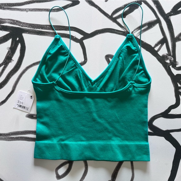 FREE PEOPLE Ribbed B-Neck Brami Forest Green Cami Tank Top Size XS/S. NWT - Picture 7 of 9